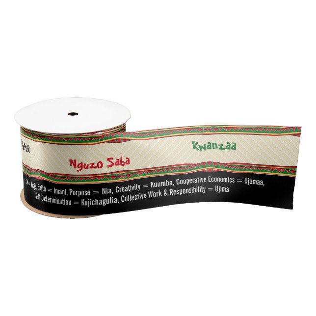 Seven Principles of Kwanzaa Satin Ribbon (Spool)