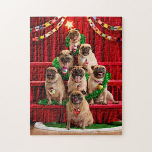 Seven Pugs-a-Posing Jigsaw Puzzle
