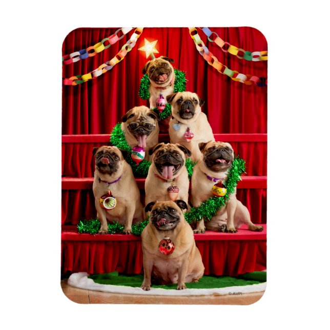 Seven Pugs-a-Posing Magnet (Vertical)
