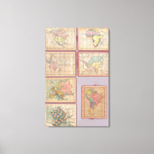 Seven Puzzle Maps of the World Canvas Print