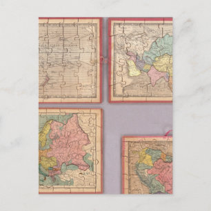 Seven Puzzle Maps of the World Postcard