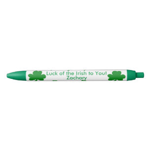 Seven Shamrocks Lucky Irish PERSONALIZE NAME Blue Ink Pen