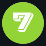 Seven Small Round Green Number Stickers by Janz<br><div class="desc">Custom Number Sticker Designs by Janz © 2008-2017 Jan Fitzgerald. All rights reserved. Graphic Design,  Artwork,  & Photography by Jan & Michael Fitzgerald.</div>