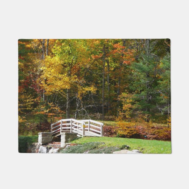 Seven Springs Fall Bridge I Autumn Landscape Doormat (Front)