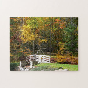 Seven Springs Fall Bridge I Autumn Landscape Jigsaw Puzzle