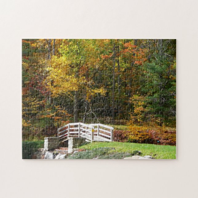 Seven Springs Fall Bridge I Autumn Landscape Jigsaw Puzzle (Horizontal)