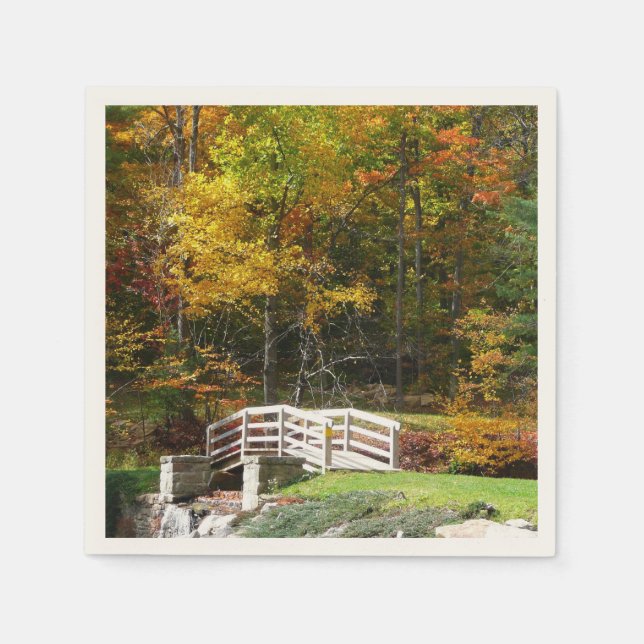 Seven Springs Fall Bridge I Autumn Landscape Napkin (Front)