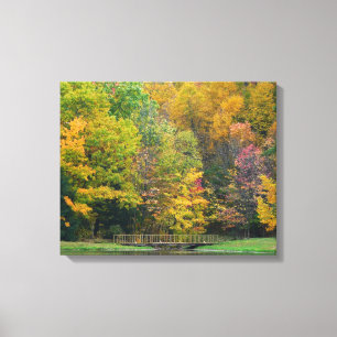Seven Springs Fall Bridge II Autumn Landscape Canvas Print