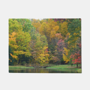 Seven Springs Fall Bridge II Autumn Landscape Doormat
