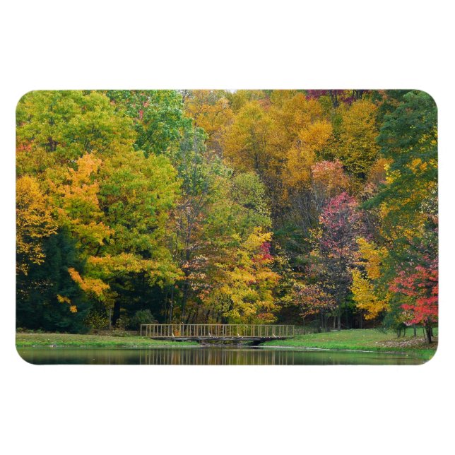 Seven Springs Fall Bridge II Autumn Landscape Magnet (Horizontal)
