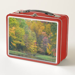 Seven Springs Fall Bridge II Autumn Landscape Metal Lunch Box