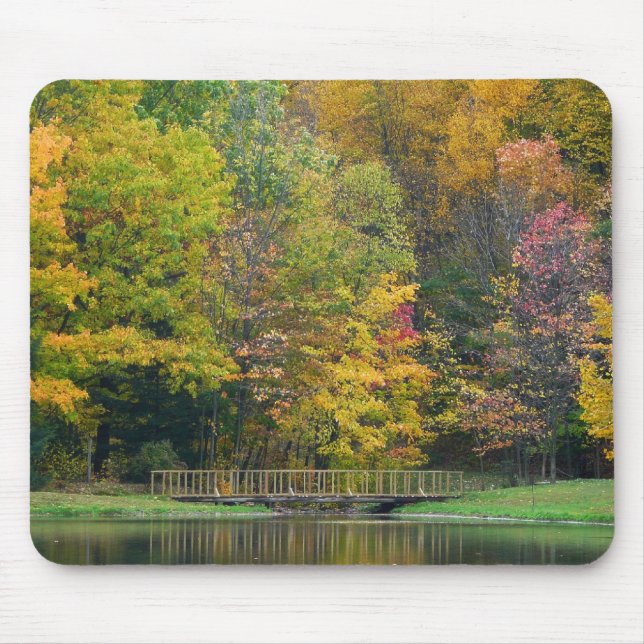 Seven Springs Fall Bridge II Autumn Landscape Mouse Mat (Front)