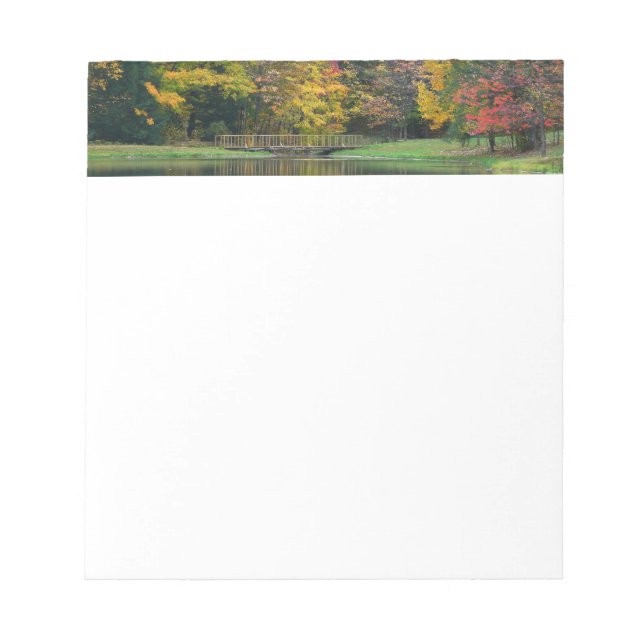 Seven Springs Fall Bridge II Autumn Landscape Notepad (Front)