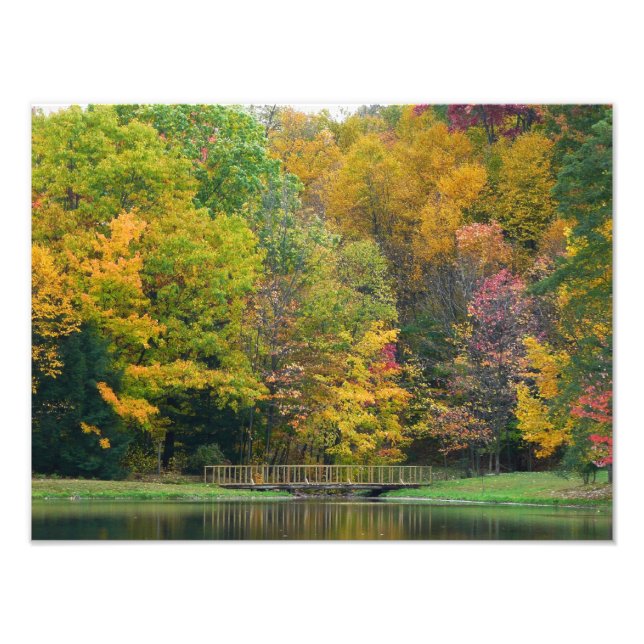 Seven Springs Fall Bridge II Autumn Landscape Photo Print (Front)