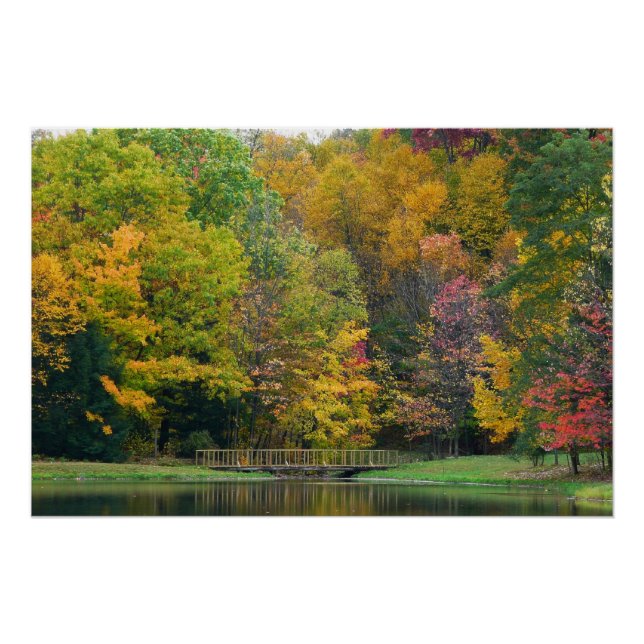 Seven Springs Fall Bridge II Autumn Landscape Poster (Front)