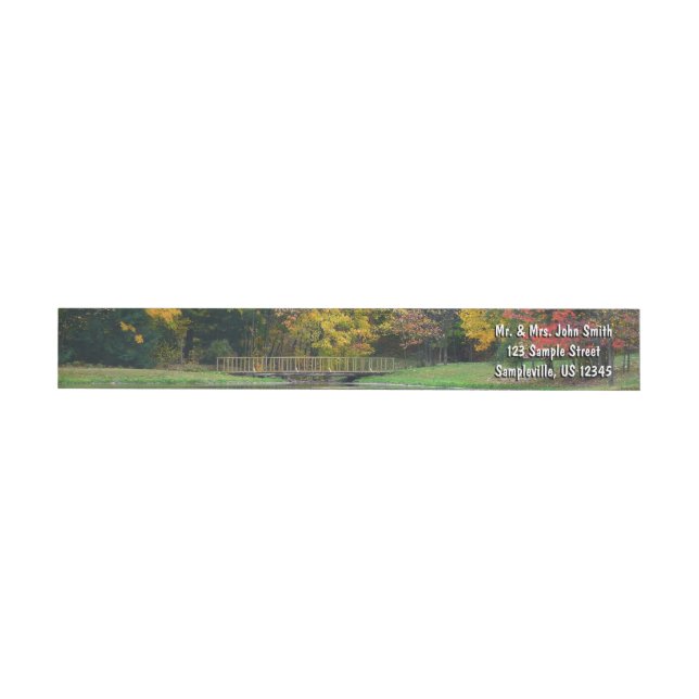 Seven Springs Fall Bridge II Autumn Landscape Wrap Around Label (Individual)