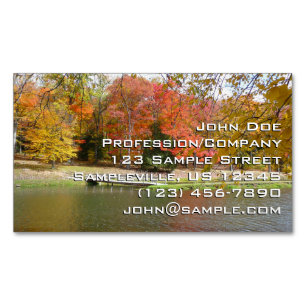 Seven Springs Fall Bridge III Autumn Landscape Magnetic Business Card