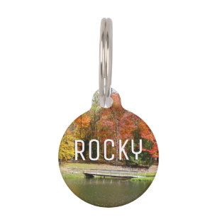 Seven Springs Fall Bridge III Autumn Landscape Pet Tag