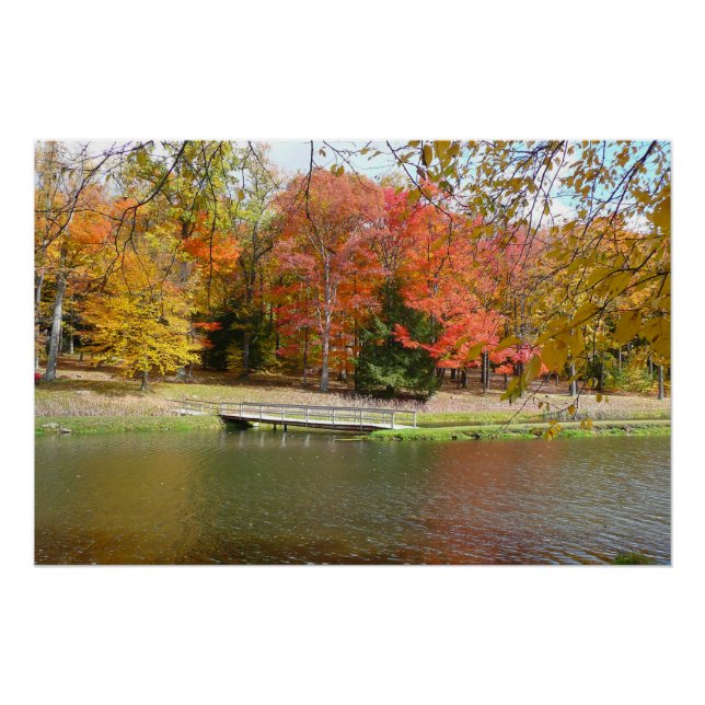 Seven Springs Fall Bridge III Autumn Landscape Poster (Front)