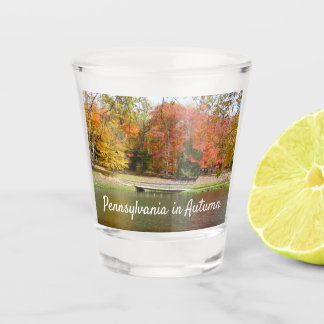 Seven Springs Fall Bridge III Autumn Landscape Shot Glass