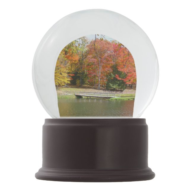 Seven Springs Fall Bridge III Autumn Landscape Snow Globe (Front)