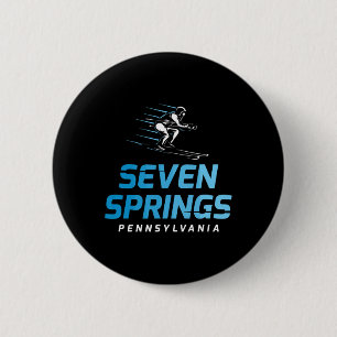 Seven Springs Pennsylvania Ski Resort Retro Skiing 6 Cm Round Badge