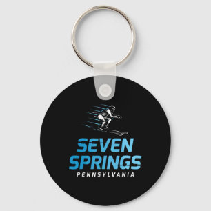 Seven Springs Pennsylvania Ski Resort Retro Skiing Key Ring