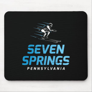 Seven Springs Pennsylvania Ski Resort Retro Skiing Mouse Mat