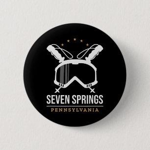 Seven Springs Pennsylvania Ski Resort Vintage Skii 6 Cm Round Badge