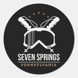 Seven Springs Pennsylvania Ski Resort Vintage Skii Classic Round Sticker