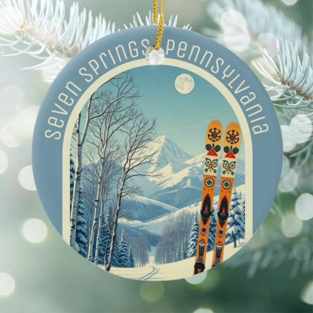 Seven Springs Pennsylvania ski souvenir  Ceramic Tree Decoration (Creator Uploaded)