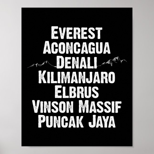 Seven Summits Gift Mountain Peaks Of The World Cli Poster (Front)