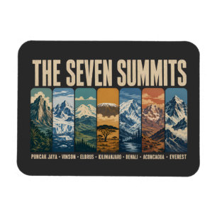 Seven Summits Mountain Landmarks Illustration Magnet