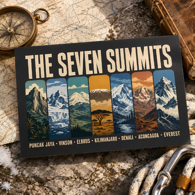 Seven Summits Mountain Landmarks Illustration Postcard (Creator Uploaded)