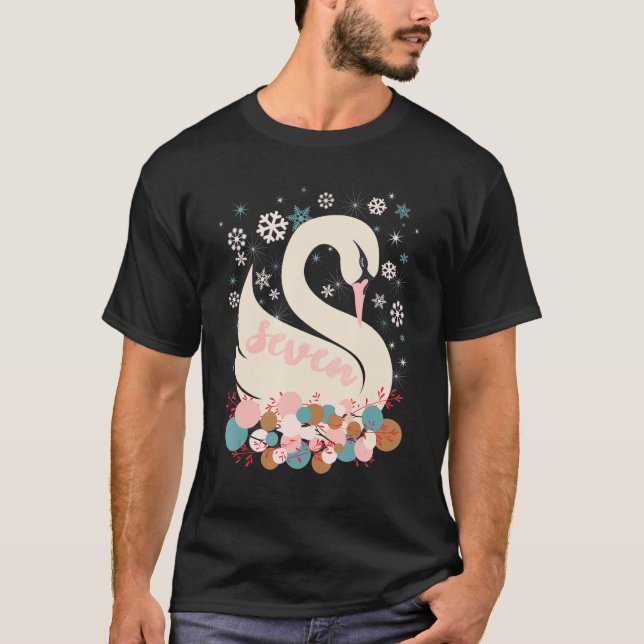 Seven Swans A Swimming 12 Days Of Christmas Winter T-Shirt (Front)