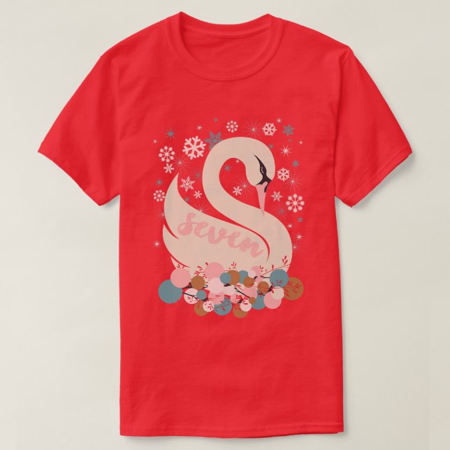 Seven Swans A Swimming 12 Days of Christmas Winter T-Shirt (Design Front)