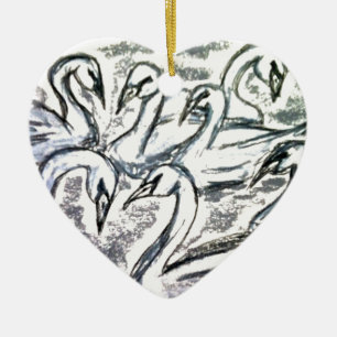 Seven Swans A Swimming Ceramic Tree Decoration