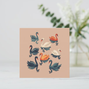 Seven Swans A Swimming Cut-Out Stencil-Style 5 Holiday Card