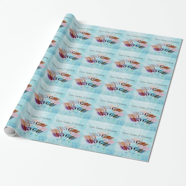 Seven Swans A Swimming Wrapping Paper (Unrolled)