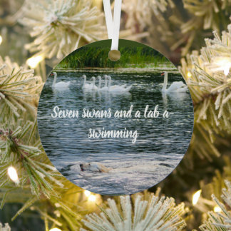 seven swans and a lab a swimming metal tree decoration
