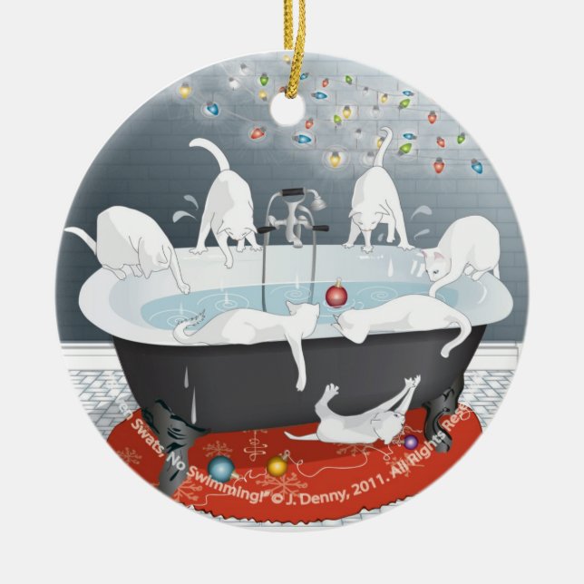 Seven Swats, No Swimming! Ceramic Tree Decoration (Front)