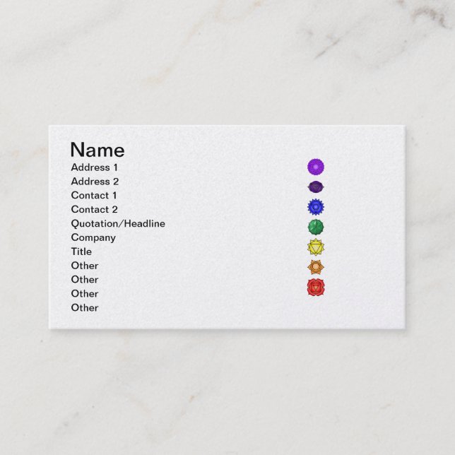 Seven vertical chakras business card (Front)