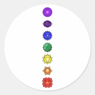 Seven vertical chakras classic round sticker