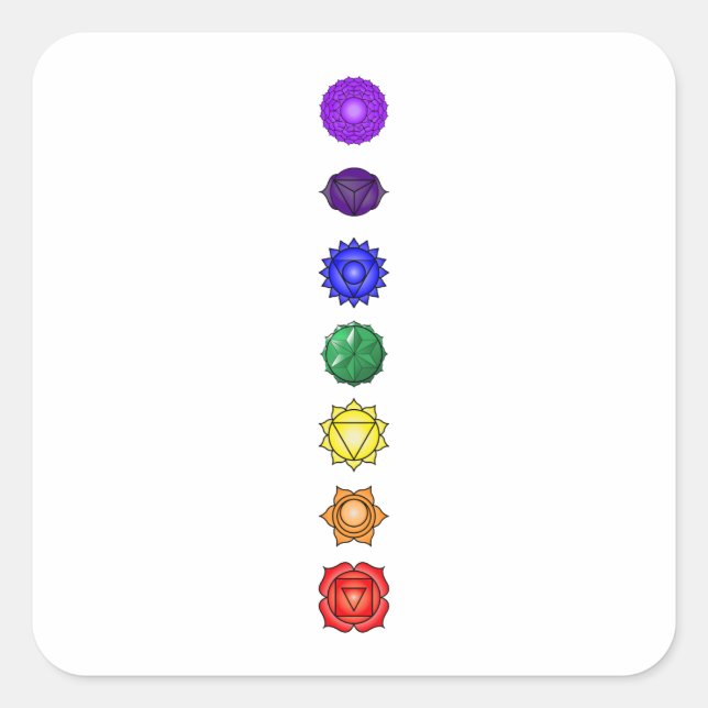 Seven vertical chakras square sticker (Front)