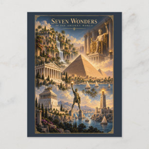 Seven Wonders of the World Historical Art Postcard