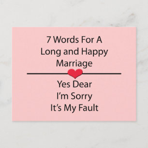 Seven Words For a Long and Happy Marriage Postcard