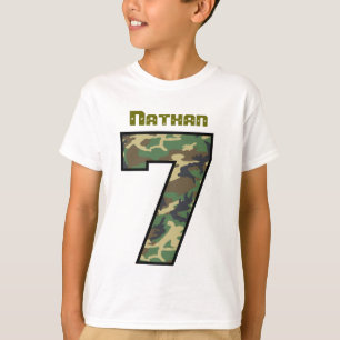 Seven Year Old 6th Birthday Camo Custom Name V033 T-Shirt