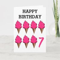 Seven year old Girls Birthday Cute Pink Ice Creams