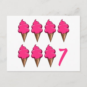 Seven year old Girls Birthday Cute Pink Ice Creams Postcard