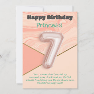 Seven year old girls Happy Birthday card